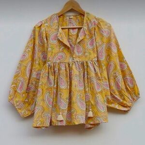 100% linen half sleeve clover amaro stems